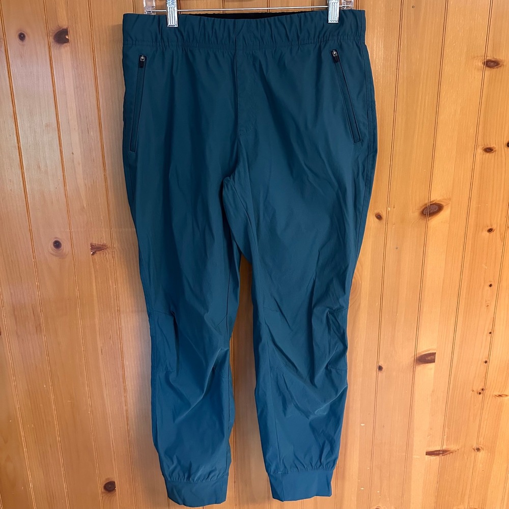 Eddie Bauer Womens Teal Blue Nylon Stretch Draw String Hiking Jogger Pants Sz 12
